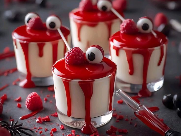 Panna Cotta Sanglante aux Fruits Rouges Halloween