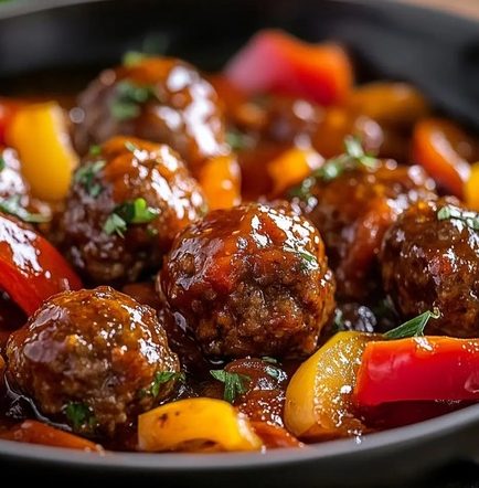 Boulettes de viande en sauce aux poivrons : recette facile et savoureuse