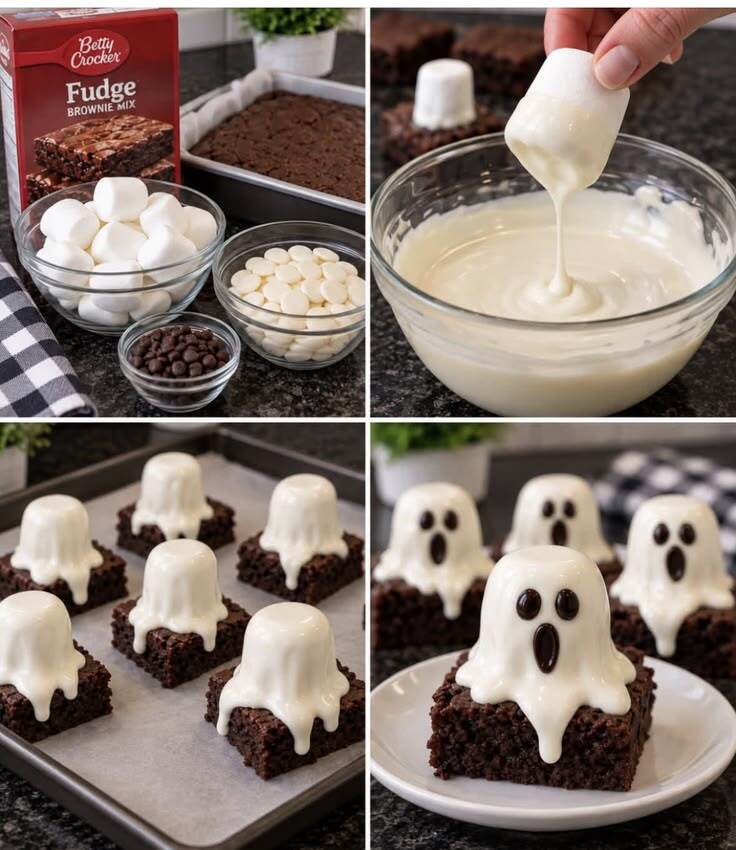 Brownies fantômes d’Halloween au chocolat